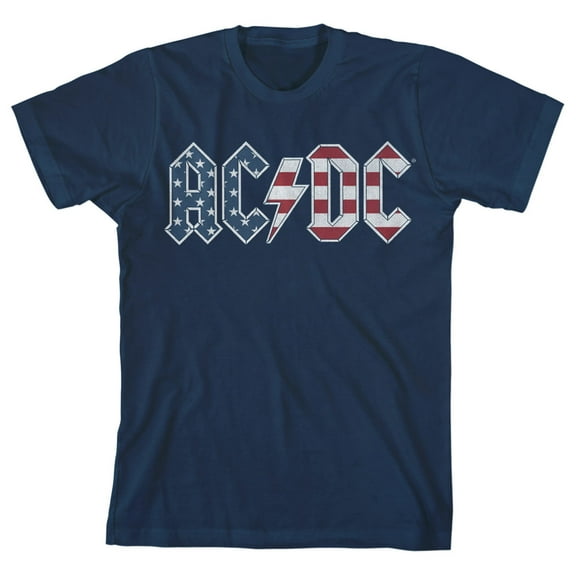 ACDC Rock Band Americana Logo Boy's Navy T-shirt-Large