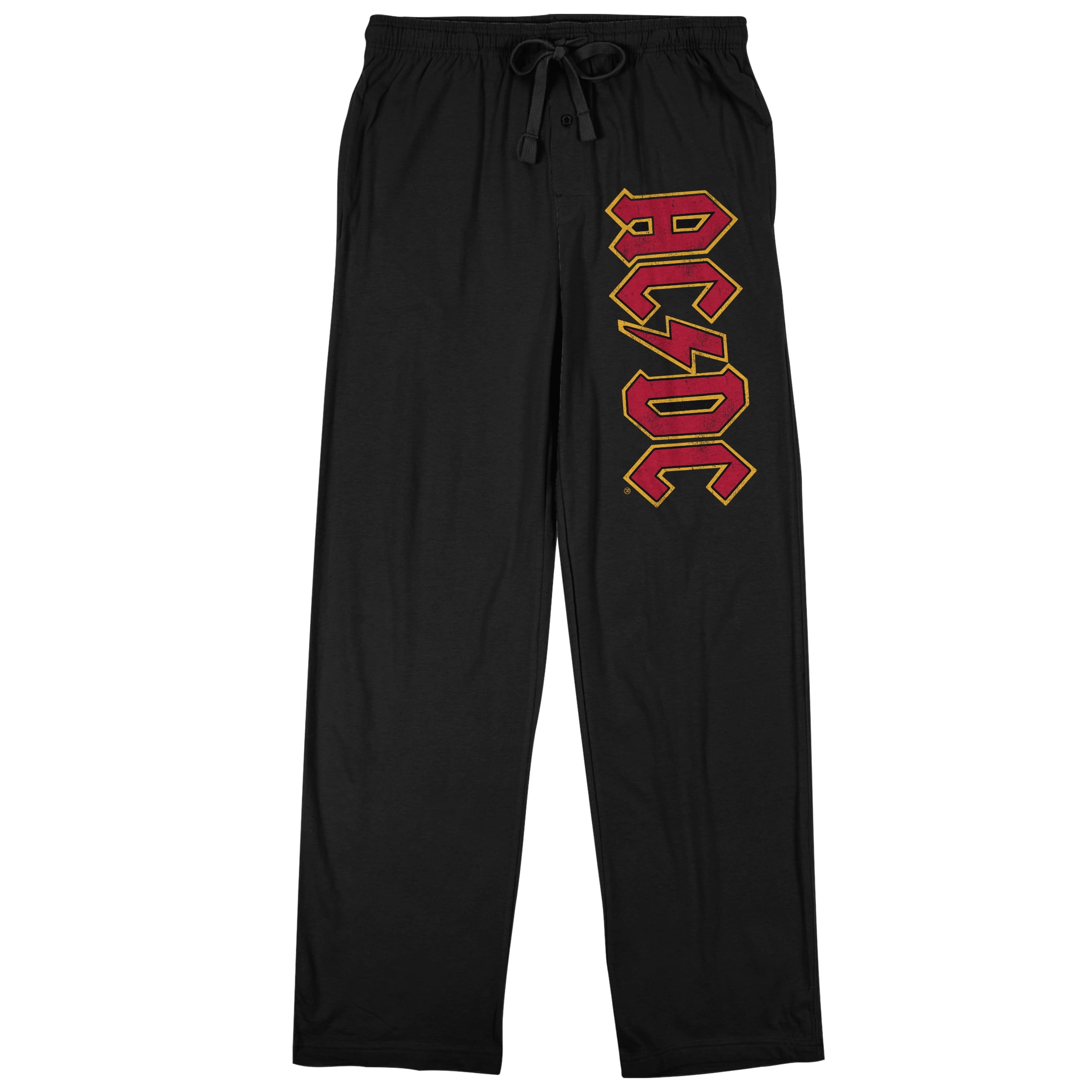 Bioworld ACDC Men's Black Lounge Pants, Comfy Cotton Blend, Elastic ...