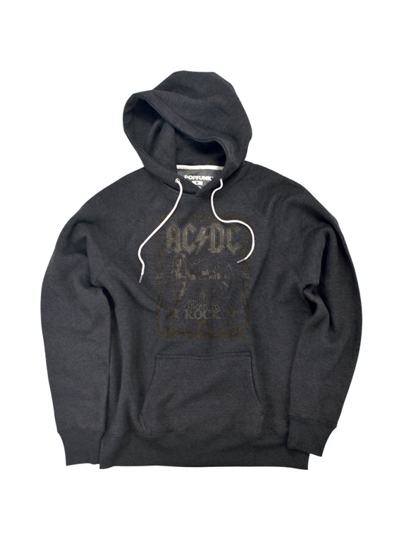 ACDC Rock Label Unisex Adult Slim Fit Pull-Over Heather Hoodie, Charcoal, Small