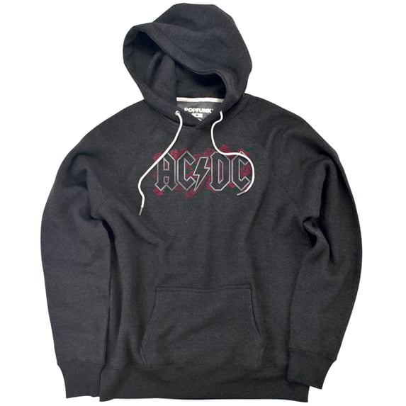 ACDC Roses Logo Unisex Adult Slim Fit Pull-Over Heather Hoodie, Charcoal, 2X-Large