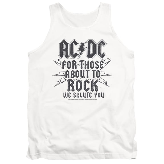 ACDC Salute Unisex Adult Tank Top, White, Medium