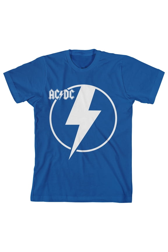 ACDC Thunderbolt Icon Crew Neck Short Sleeve Royal Blue Boy's T-shirt
-XS