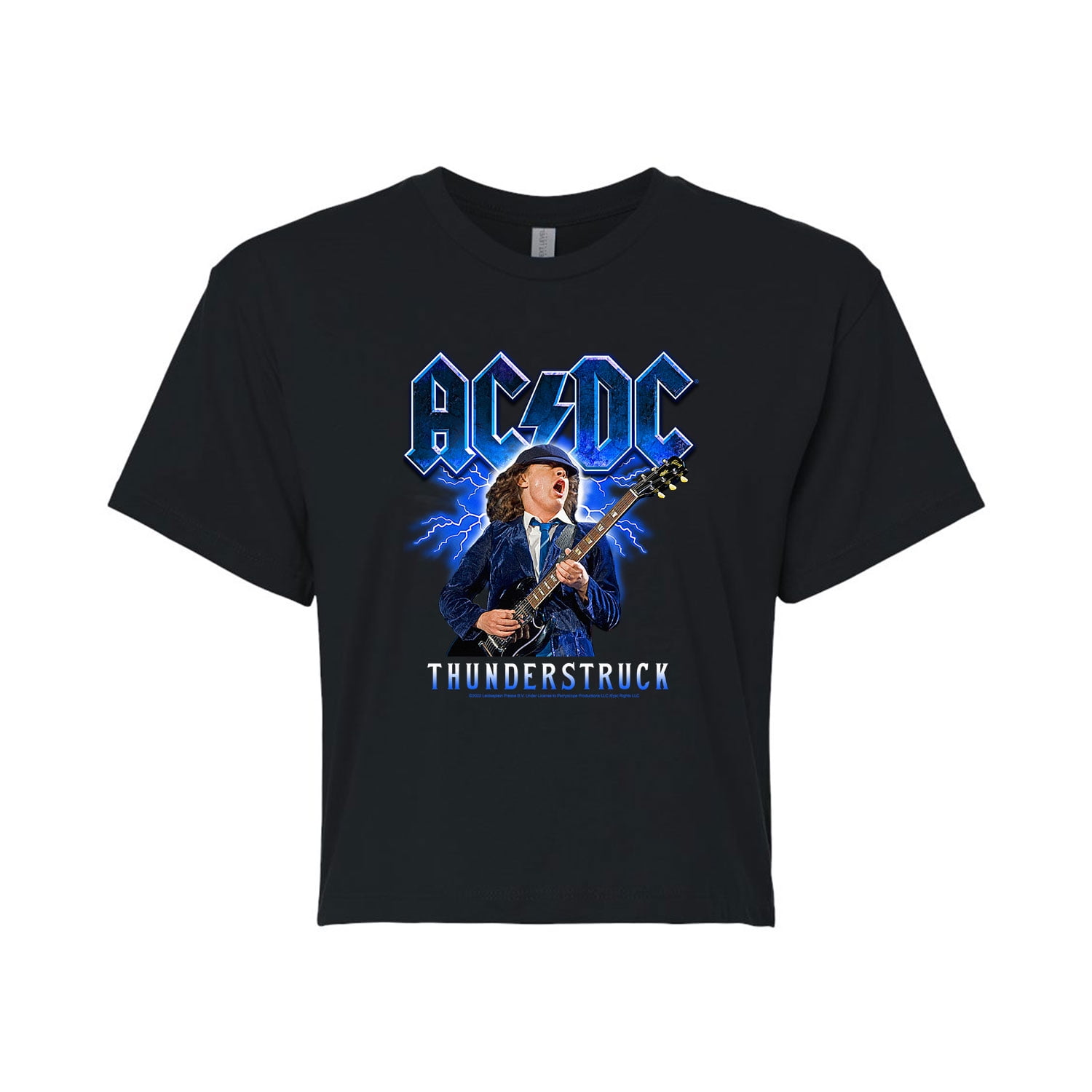 ACDC - Thunderstruck - Juniors Cropped Cotton Blend T-Shirt ACDC - Thunderstruck - Juniors Cropped Cotton Blend T-Shirt