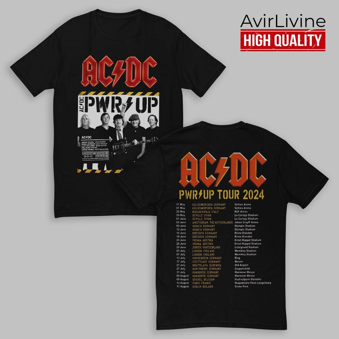 ACDC Tour 2025 Music Rock Band Unisex TShirt, PWRUp Tour 2025 Shirt