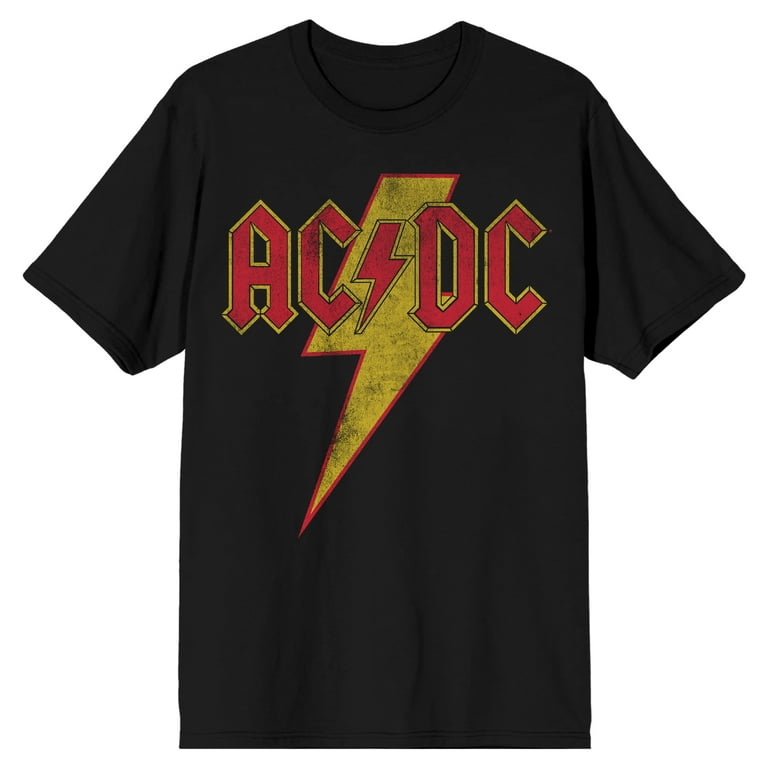 ACDC Vintage Lightning Bolt Logo Men's Black T-shirt-Small