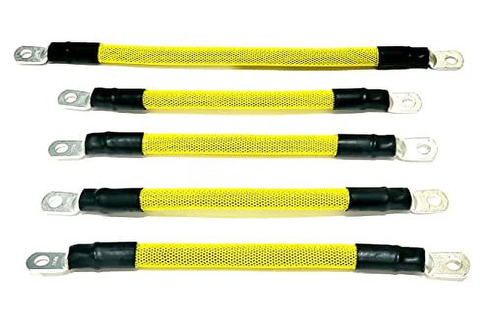 ACDC WIRE AND SUPPLY 2 Gauge Golf Cart Braided Battery Cable Set, (Yellow) E-Z-GO 1994 & UP MED/TXT 36V U.S.A Made