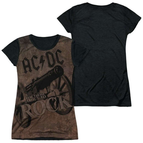 ACDC We Salute You Officially Licensed Black Back Sublimation Juniors T Shirt