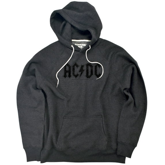 ACDC Worn Logo Unisex Adult Slim Fit Pull-Over Heather Hoodie, Charcoal ...
