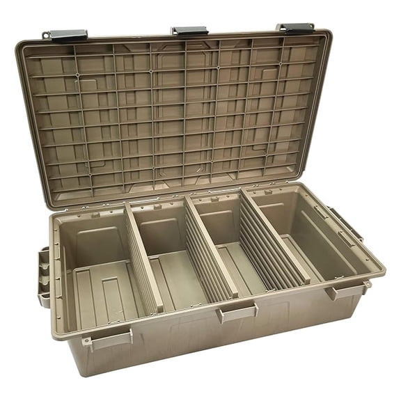 ACDC50, Divided Ammo Crate Utility Box, Water Resistant, Ammo Storage Box, Lockable Storage Keeping Ammo Safe, Survival or Hunting gear, , Dark Earth