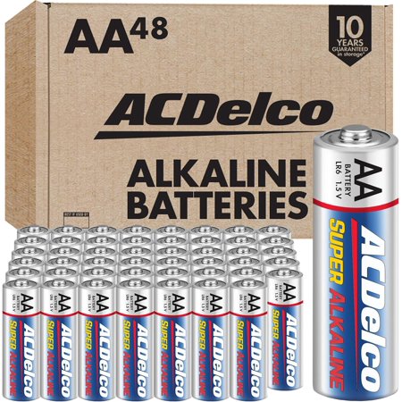 ACDelco 48-Count Double AA Batteries, Maximum Power Super Alkaline Battery, 10-Year Shelf Life, Reclosable Packaging