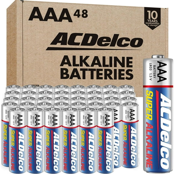 ACDelco 48-Count Triple AAA Batteries, Maximum Power Super Alkaline Battery for Home and Office, 10-Year Shelf Life, Reclosable Packaging