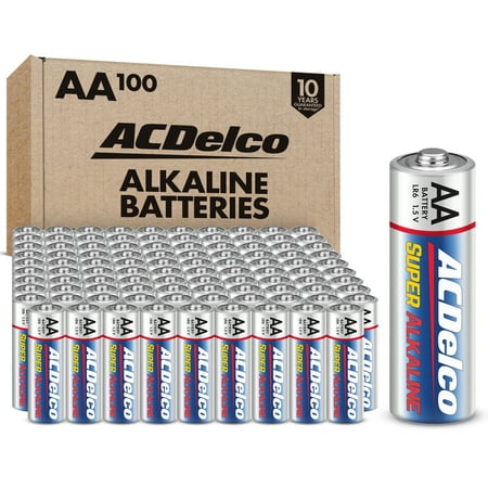 ACDelco AA Batteries, Super Alkaline AA Battery, 1.5-Volt, 100-Count, AC060