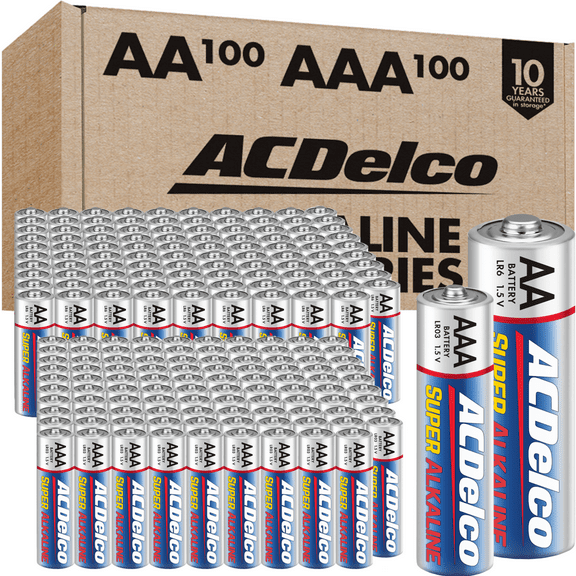 ACDelco AA and AAA Super Alkaline Batteries, 100-Count of AA and 100-Count of AAA, 1.5volt Combo Pack