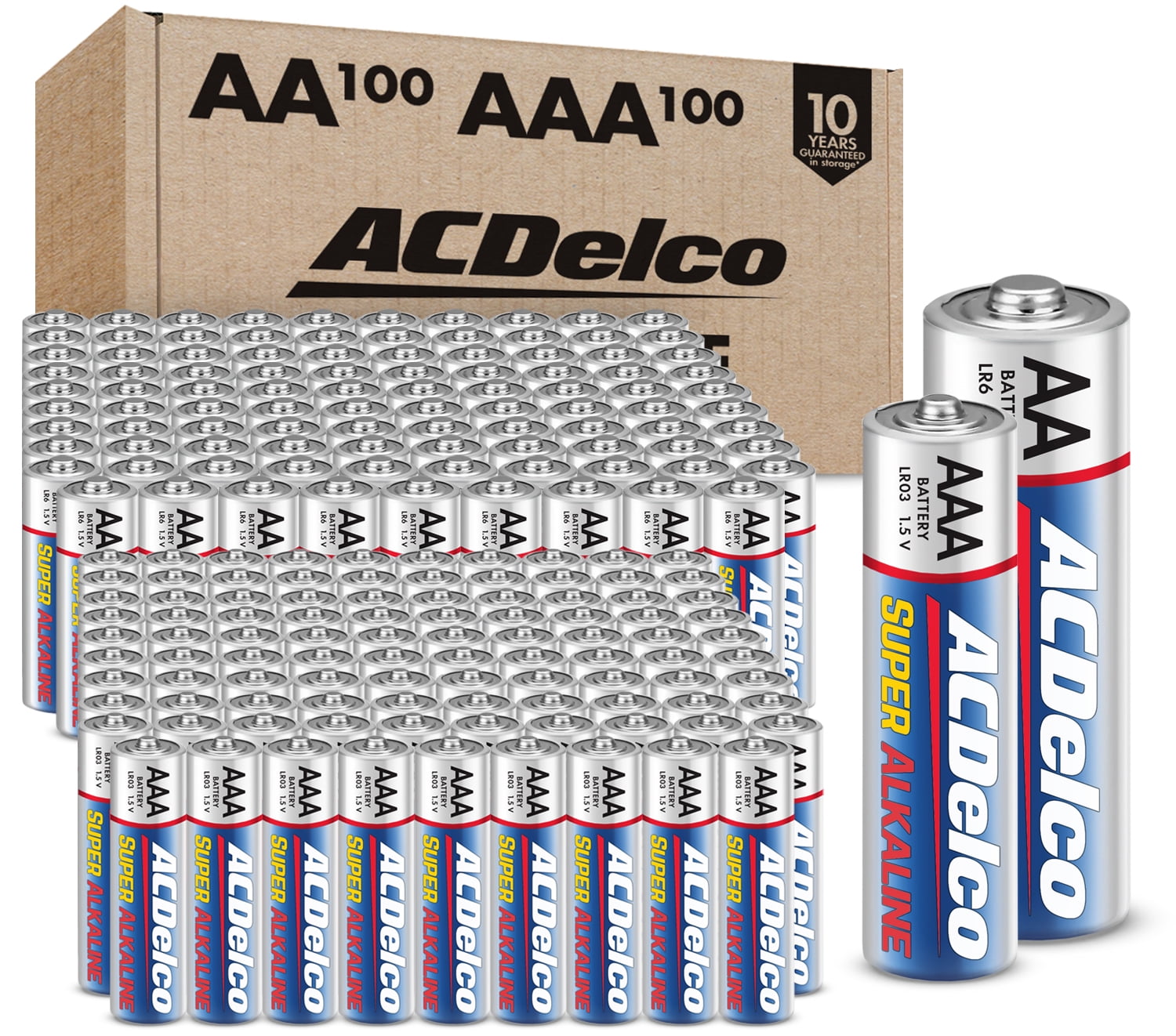 ACDelco AA and AAA Super Alkaline Batteries, 100Count of AA and 100