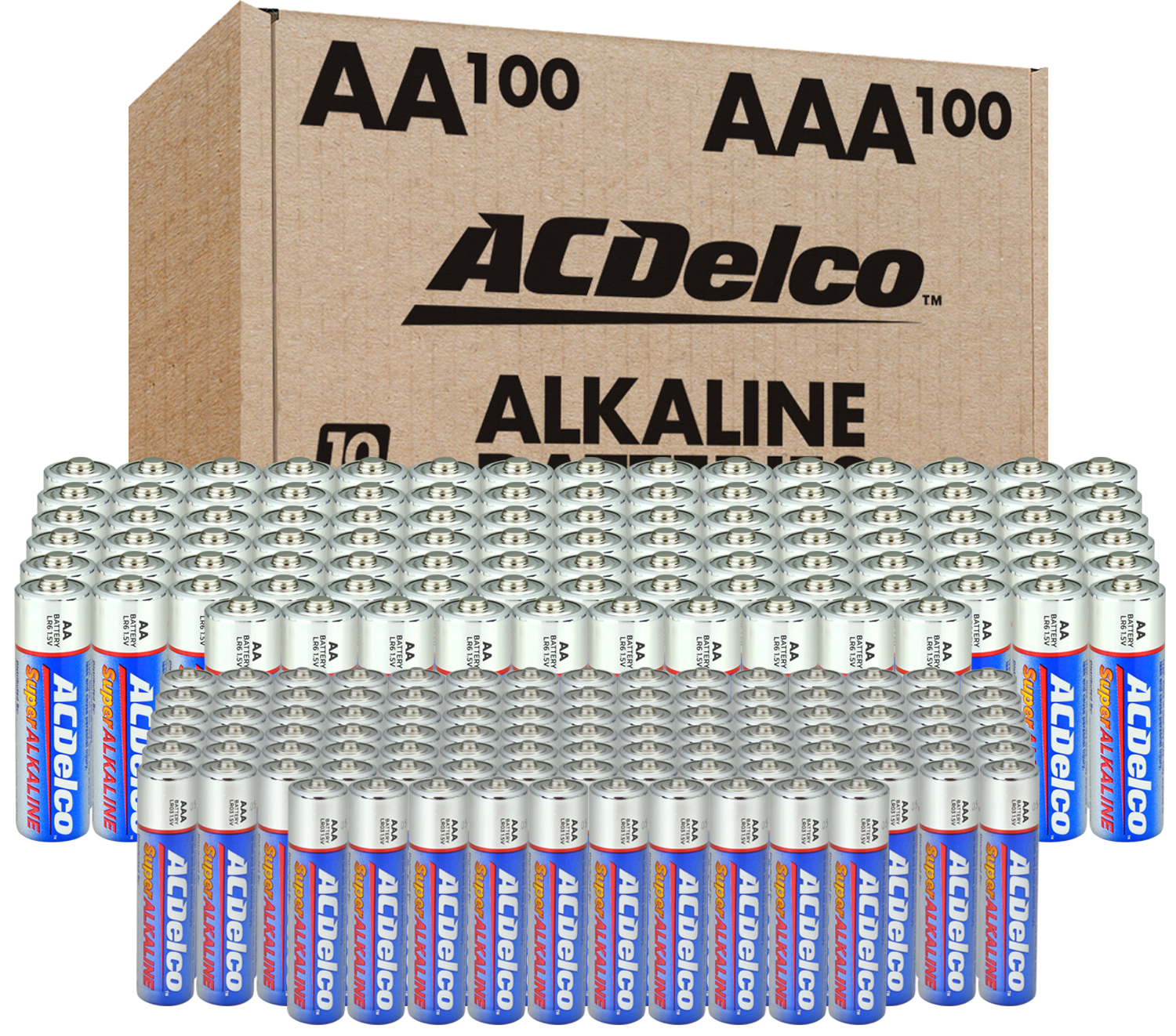 ACDelco AA and AAA Super Alkaline Batteries, 100-Count of AA and 100-Count of AAA - image 1 of 10
