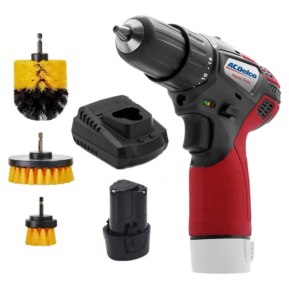 ACDelco ARD12119PSB 12V Cordless Li-ion 3/8 265 In-lbs. 2 Speed Compact Drill Driver Tool Kit with Brush Sets