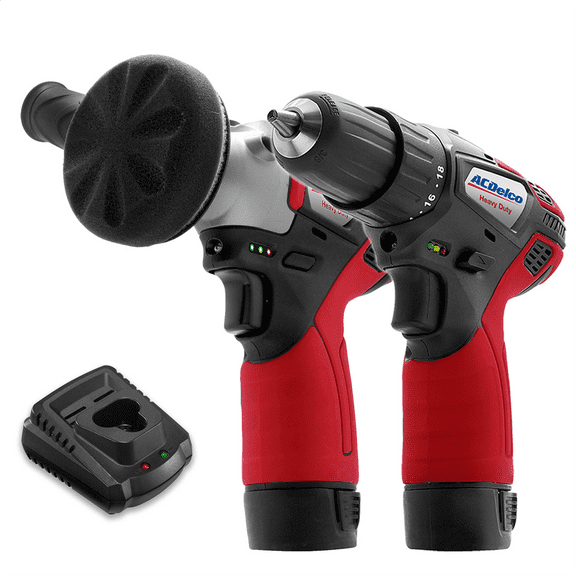 ACDelco ACDelco ARS1212-K6 G12 Series 12V Cordless Li-ion 3' Mini Polisher & 2-Speed 3/8"? Drill Driver Combo Tool Kit with 2 Batteries