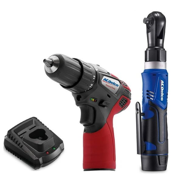 ACDelco ARW1209-K16 G12 Series 12V Li-ion Cordless 3/8 Ratchet Wrench & Drill Driver Combo Tool Kit