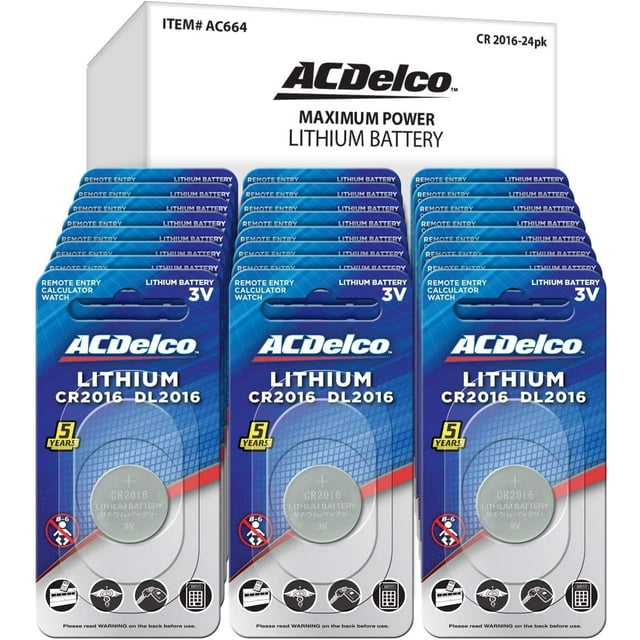 ACDelco CR2016 3 Volt Lithium Button Cell Batteries, 24-Count - Walmart.com