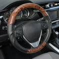 thumbnail image 1 of ACDelco Car Steering Wheel Cover Two Tone Synthetic Leather Black Comfort Grip & Dark Wood (Maple), 1 of 9