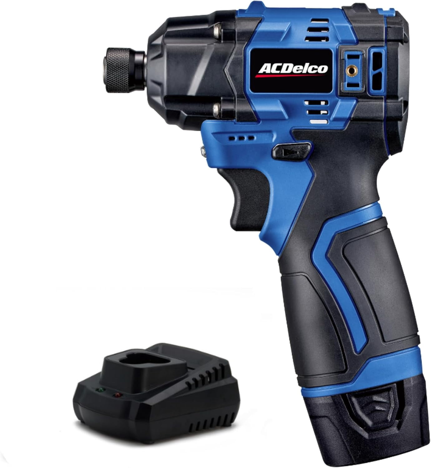 ACDelco G12 Series 12V Max Cordless 1/4" Hex Impact Driver Kit, Includes 2.0Ah Li-ion Battery & Charger, 125 ft-lbs Torque, Brushless Motor, 4-Mode Drive Control - ARI12185P
