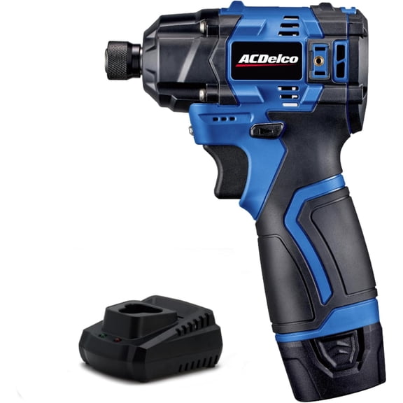 ACDelco G12 Series 12V Max Cordless 1/4" Hex Impact Driver Kit, Includes 2.0Ah Li-ion Battery & Charger, 125 ft-lbs Torque, Brushless Motor, 4-Mode Drive Control - ARI12185P