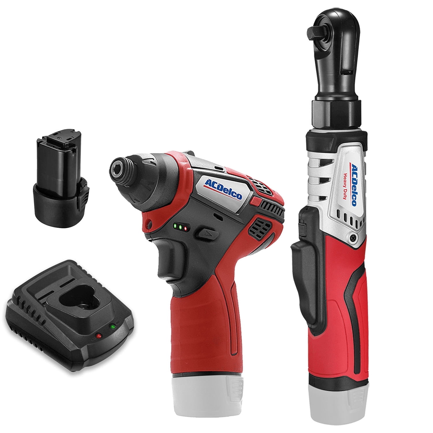 ACDelco G12 Series 12V Cordless Combo Kit: 3/8" Brushless Ratchet Wrench & 1/4" Impact Driver - Includes 2.0Ah Battery & Charger ARW12103-K2
