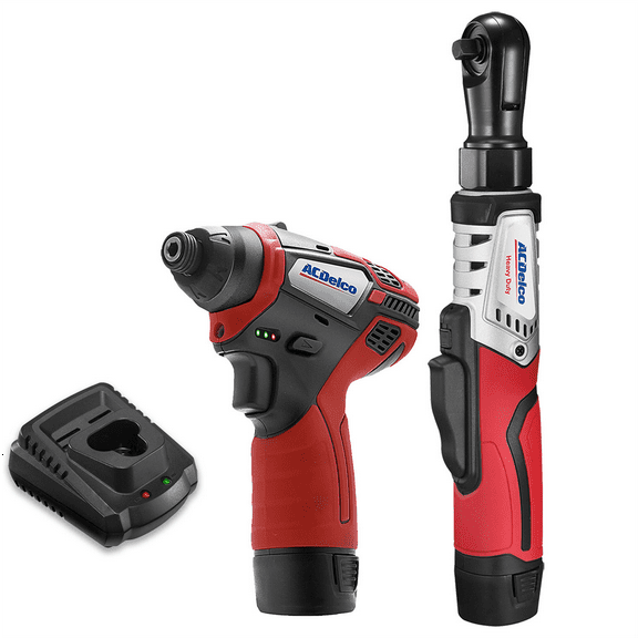 ACDelco ACDelco ARW12103-K2 G12 Series 12V Li-ion Cordless 3/8" Brushless Rachet Wrench & "? Impact Driver Combo Tool Kit with 2 Batteries