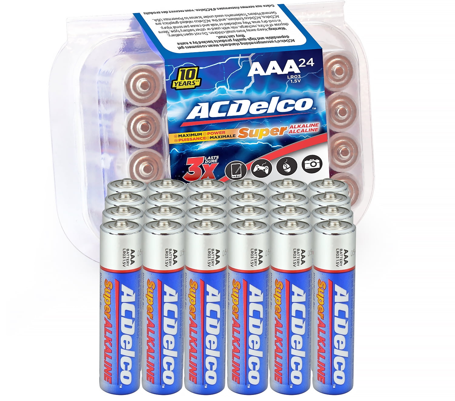 ACDelco Super Alkaline AAA Batteries, 1.5 Volts, 24Count