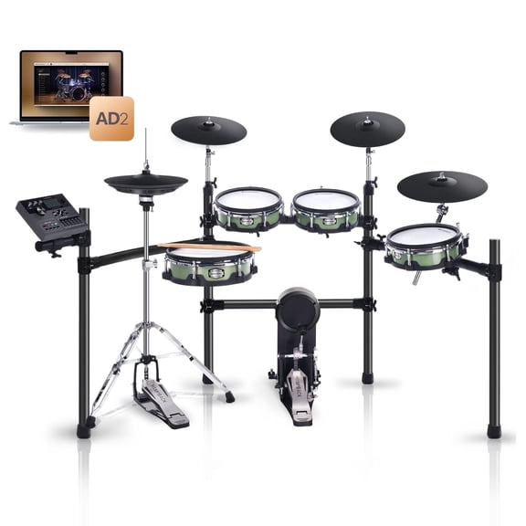 HAMPBACK ACE-530 Electric Drum Set, Dual-Layer Mesh Heads, Independent Hi-Hat, Bluetooth Module