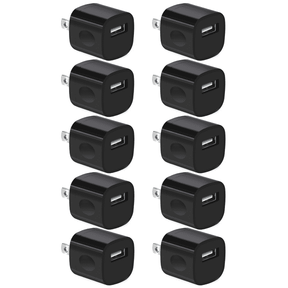 ACE 5V/1A Mini Universal Portable Home Travel Adapter USB Wall Charger 10-Pack Bulk Variety Multi Colors