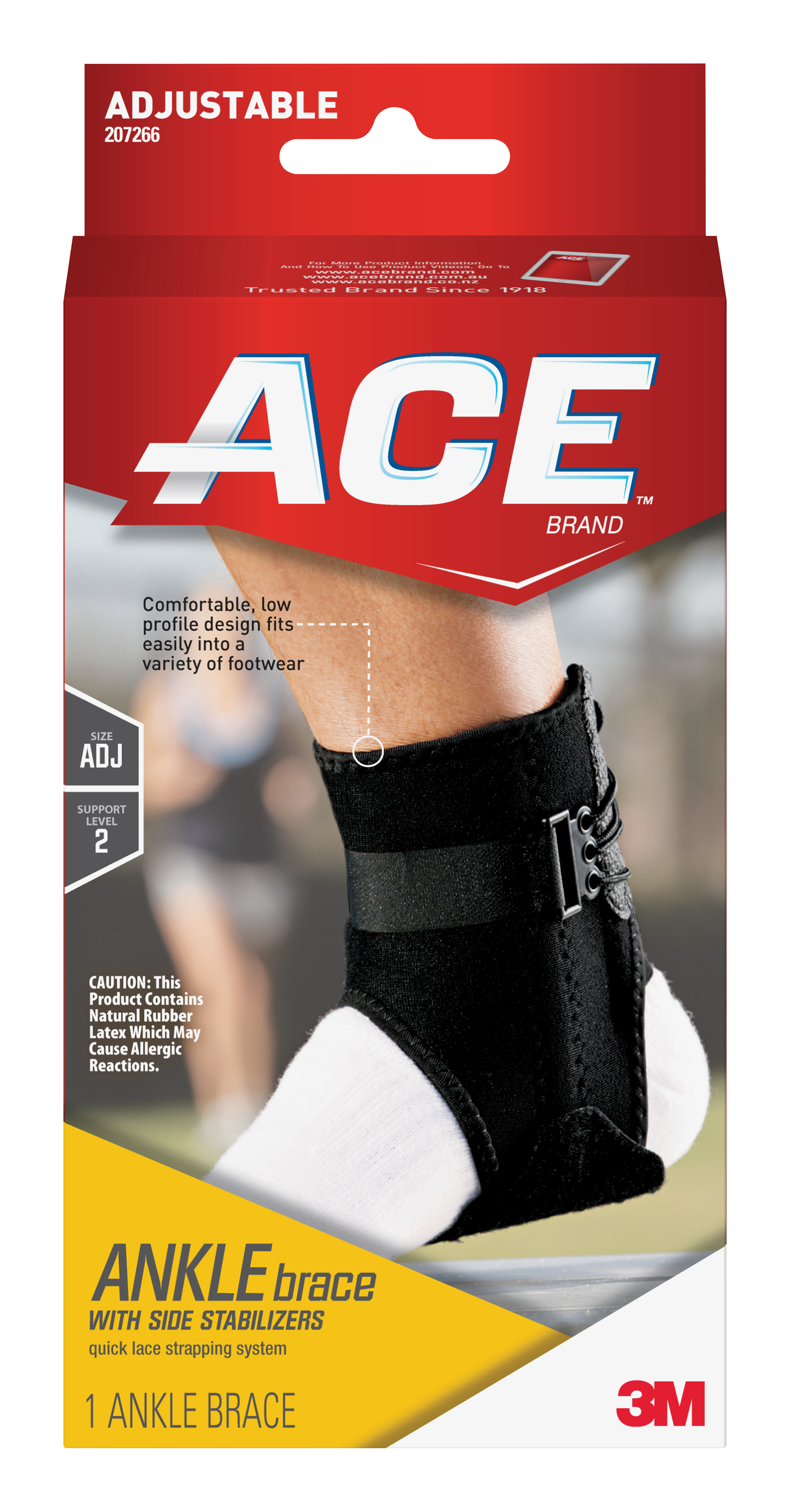 ACE Ankle Brace with Side Stabilizers 207266, One Size Adjustable