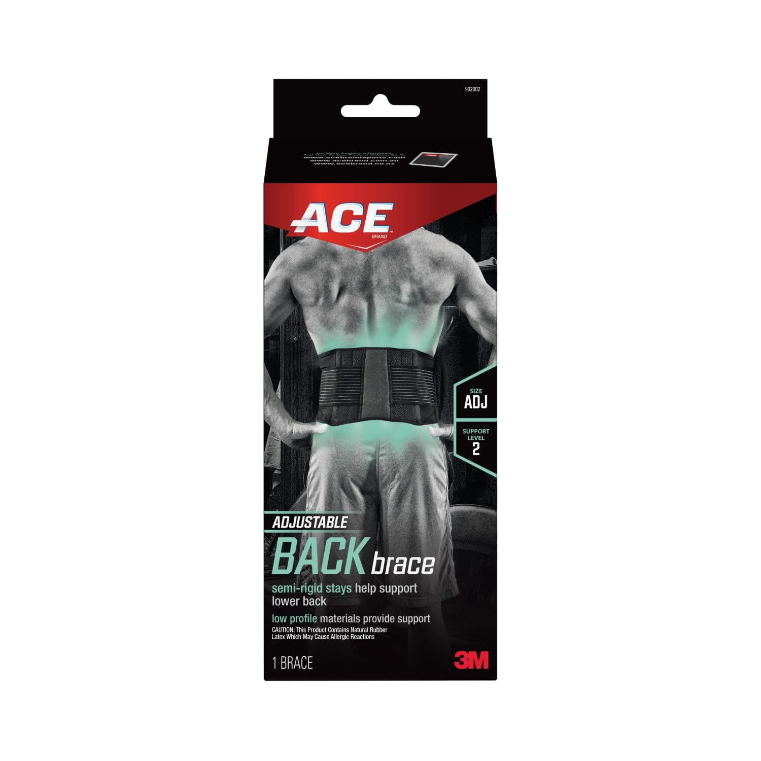 ACE Brand Adjustable Back Brace, Black, 1 Brace