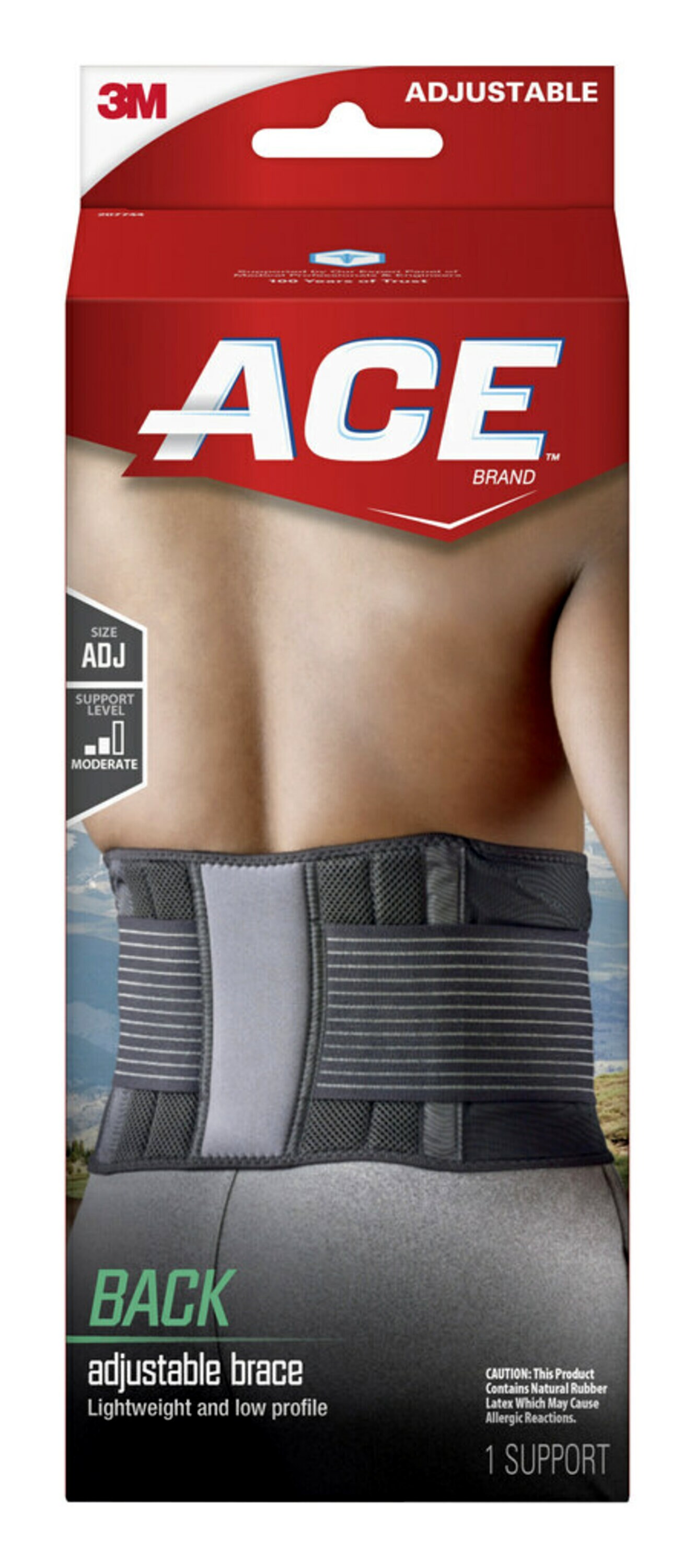 ACE Brand Adjustable Back Brace, Odor Resistant, Resists Bunching - image 1 of 9