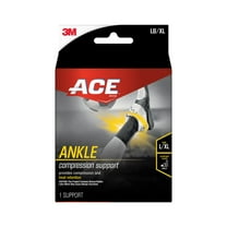 ACE Brand Compression Ankle Support, L/XL, Black, 1 Support