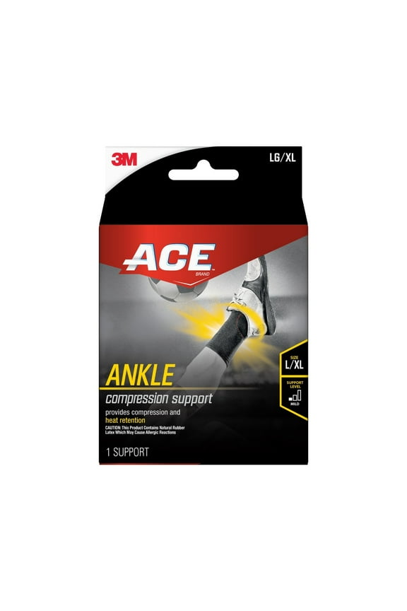 Compression Ankle Support, L/XL, Black, 1 Support