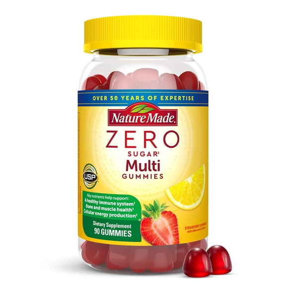 Nature Made Zero Sugar Multivitamin Gummies, Sugar Free Gummies, 90 Count