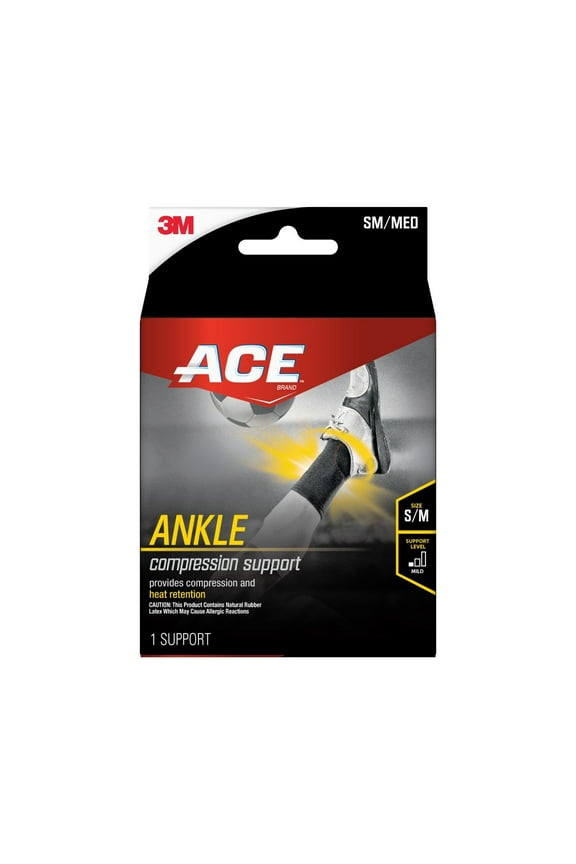 Compression Ankle Support, Small/Medium, Gray, Unisex