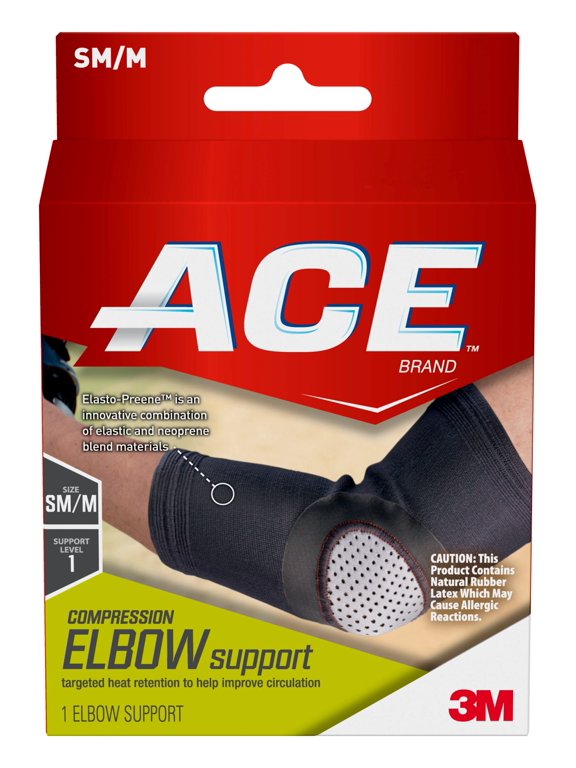 Compression Elbow Brace, Small/Medium, Black, 1/Pack