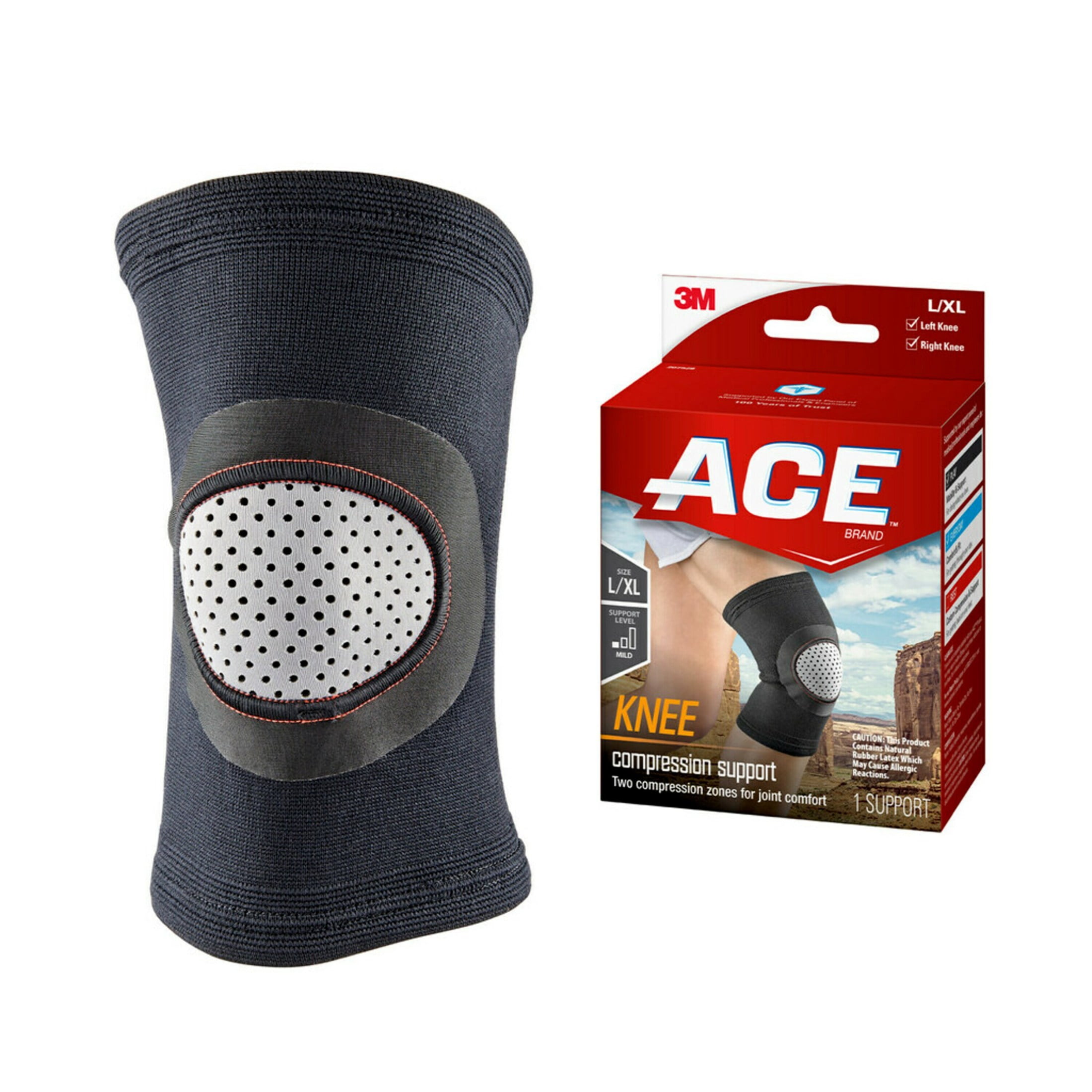 ACE Brand Compression Knee Support, L/XL, Breathable