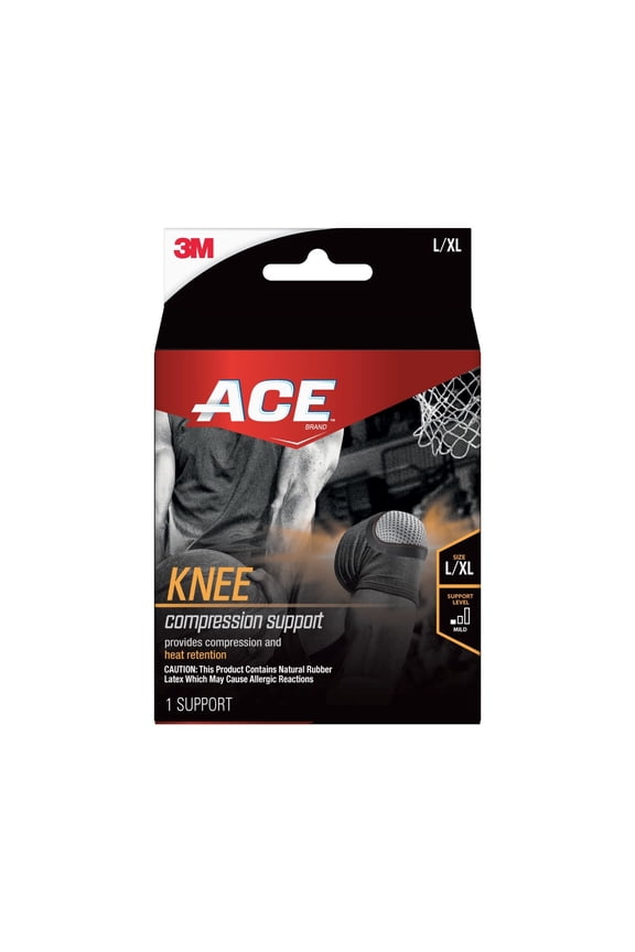 Brand Compression Knee Support, L/XL, Black, 1 Support