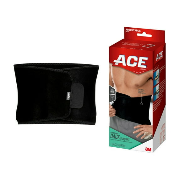 ACE Brand Contoured Back Support, Adjustable Compression, Low-Profile Brace