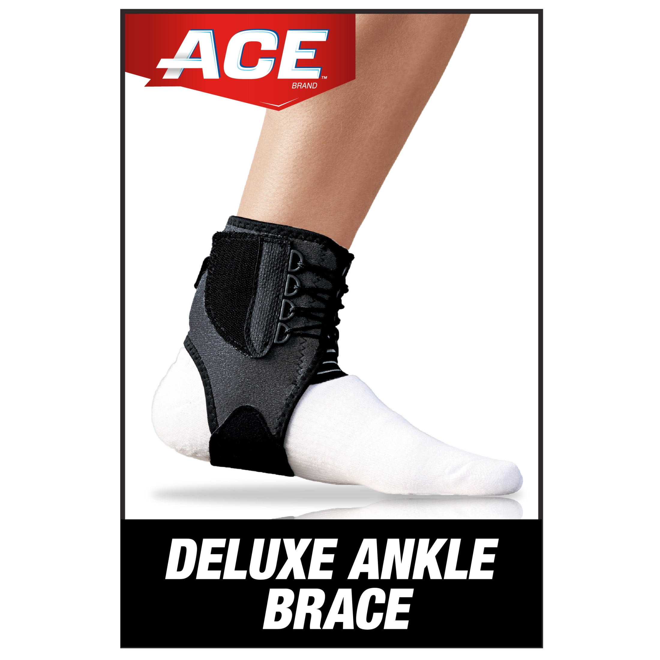 ACE Brand Deluxe Ankle Brace, Adjustable, Quick Lace Strapping System