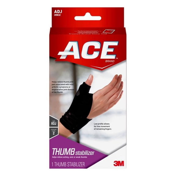 ACE Brand Deluxe Thumb Stabilizer, Adjustable, Black, 1/Pack