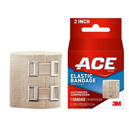 ACE Brand Elastic Bandage W/ Clips, 2 in., Soft Discrete Fit, Beige
