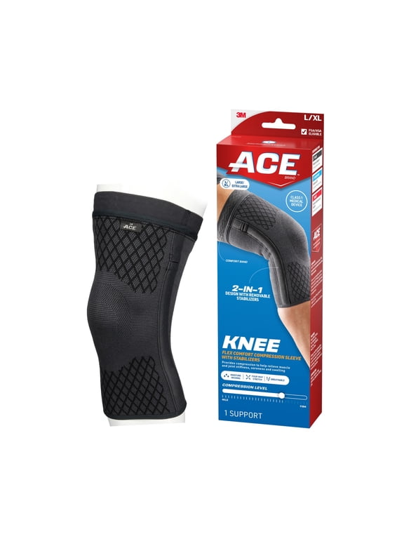 Brand Flex Comfort Compression Knee Sleeve with Stabilizers, Large/XLarge, 1 Support