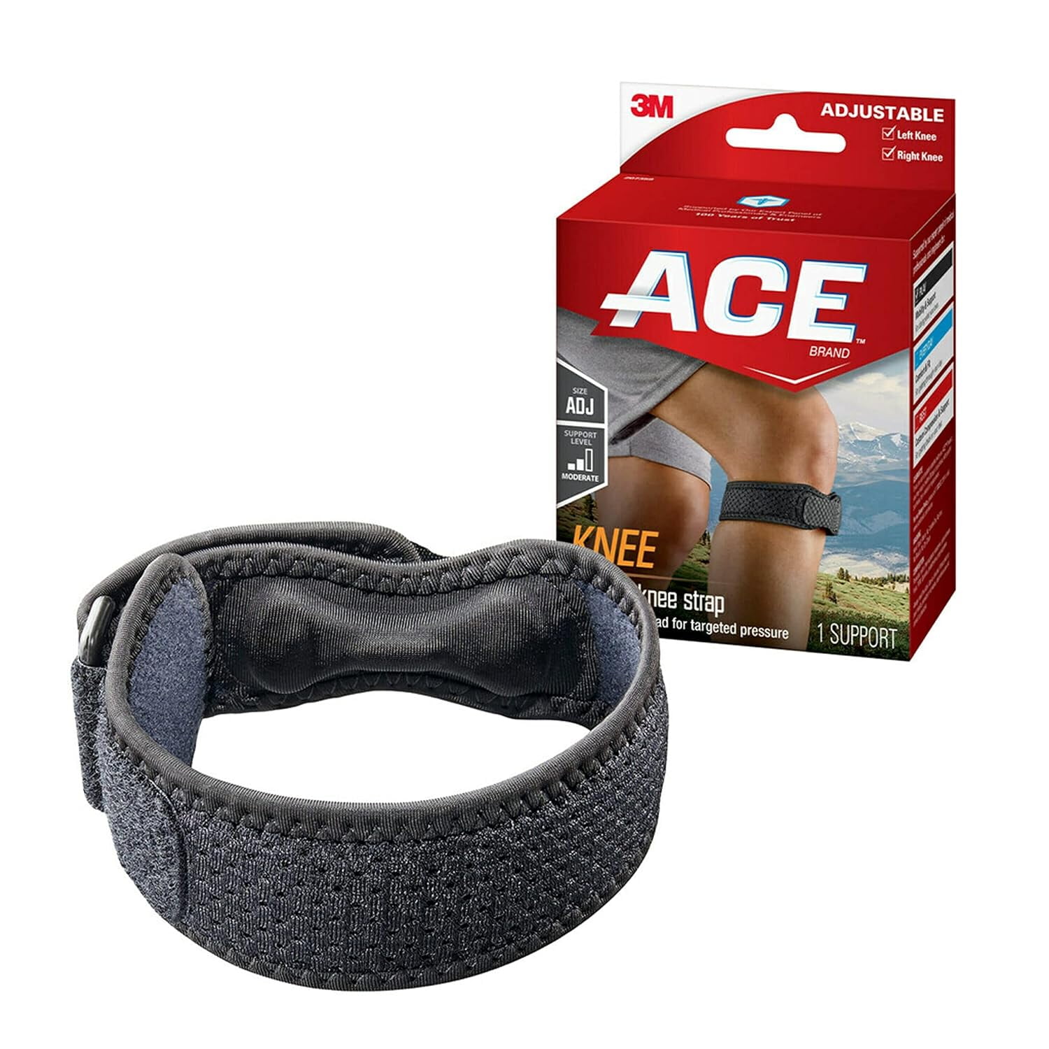 ACE Brand Knee Strap, Adjustable, Black, 1/Pack 207359