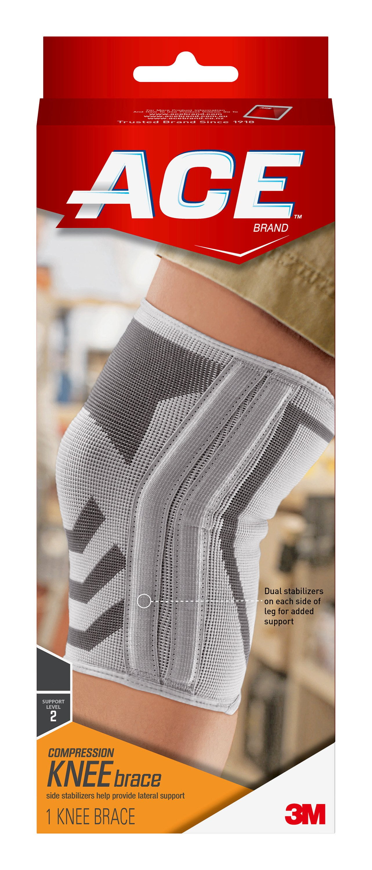 ACE Brand Knitted Knee Brace w/ Side Stabilizers, Large