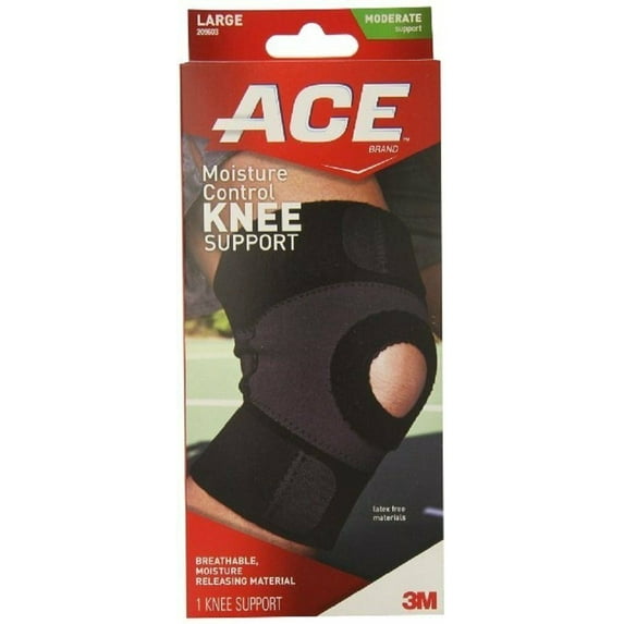 ACE™ Brand Moisture Control Knee Support, Large, Black/Gray, 1/Pack