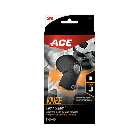 ACE Brand Neoprene Open Knee Support Brace, Large, Adjustable